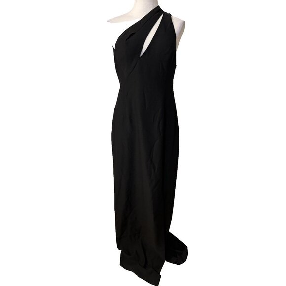 AQAQ Maxi Dress 10 US Black Sleeveless High Slit Washable Cocktail Formal NEW - Picture 1 of 12